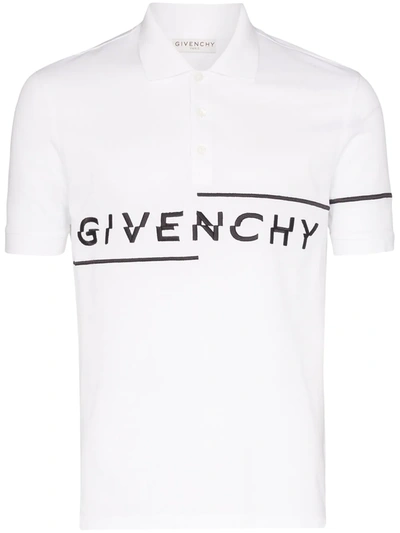 Givenchy Fractured Logo Embroidered Pique Polo In White
