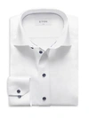Eton Men's Slim-fit Twill Dress Shirt With Navy Details In White