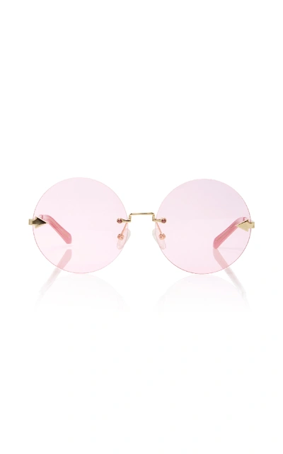 Karen Walker Disco Circus Round-frame Gold-tone Sunglasses In Pink