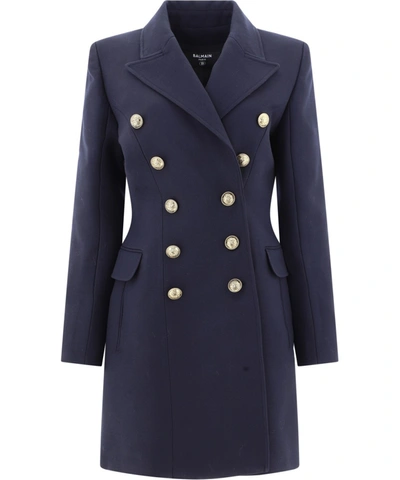 Balmain Blue Wool Coat