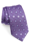David Donahue Geometric Woven Silk Tie In Purple