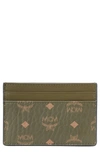 Mcm Mini Visetos Coated Canvas Card Case In Sea Turtle