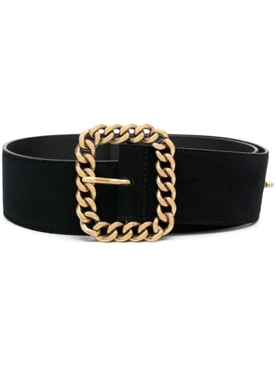 Saint Laurent St Sulpice Square Chain-buckle Belt In Black