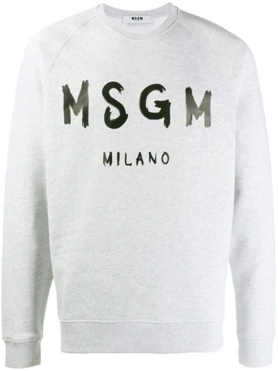 Msgm Brush Stroke Logo Sweatshirt In Grey