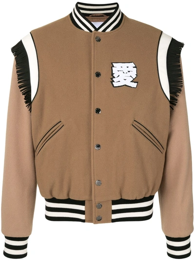 Ports V Fringe Trim Bomber Jacket In Brown