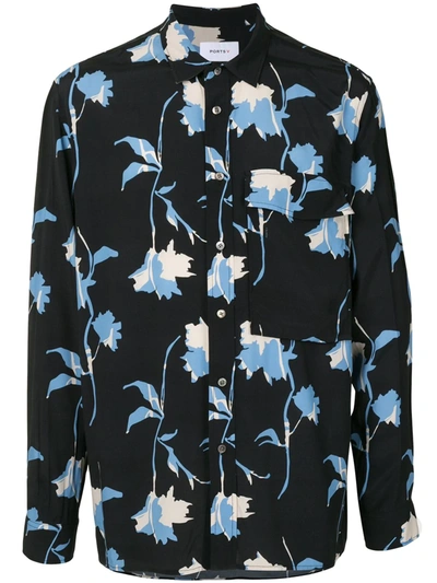 Ports V Graphic Floral Shirt In Blue