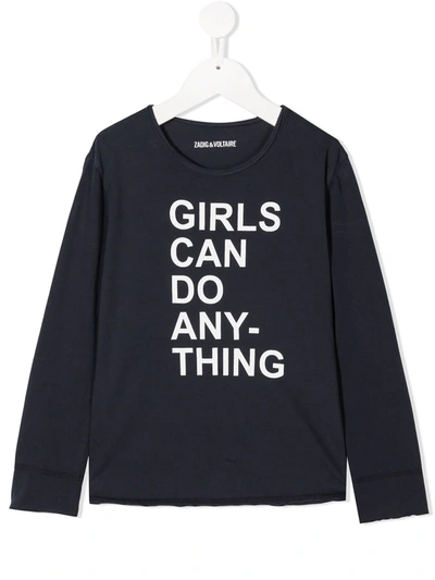 Zadig & Voltaire Kids' Anie 长袖t恤 In Bleu