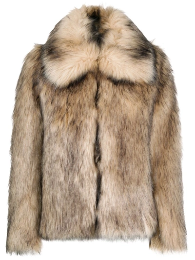 Rabanne Oversize Faux-fur Coat In Neutrals