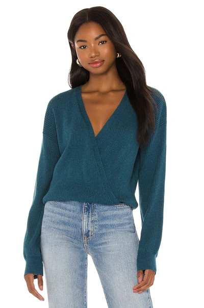 Bobi Black Fine Cotton Sweater In Heather Teal