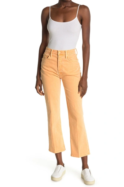 Mother The Tripper Frayed Hem Ankle Bootcut Jeans In Apricot Nectar