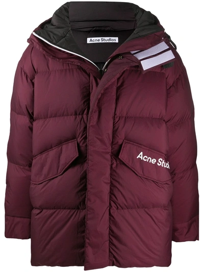 Acne Studios Osiris Hooded Down Jacket In Red