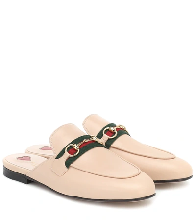 Gucci Princetown Leather Slippers In Pink