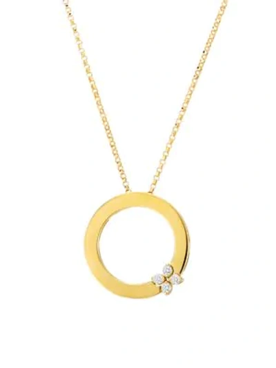 Roberto Coin Women's Love In Verona 18k Yellow Gold & Diamond Flower Circle Of Life Pendant Necklace