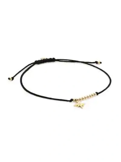 Sydney Evan Women's 14k Yellow Gold & Diamond Star Charm Black Cord Bracelet