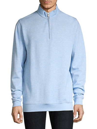 Peter Millar Crown Comfort Interlock Quarter-zip Sweater In Lake Blue
