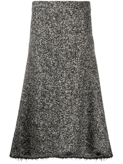 Joseph Sibyl Wool-blend Bouclã© Tweed A-line Midi Skirt In Black/white