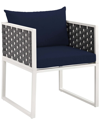 Modway Outdoor Stance Outdoor Patio Aluminum Armchair In White Navy