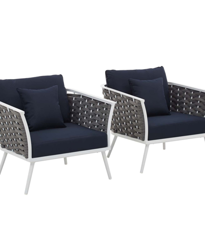 Modway Outdoor Stance Armchair Outdoor Patio Aluminum Set Of 2 In Blue