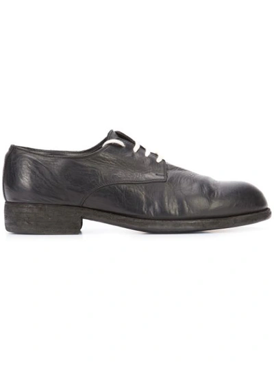 Guidi Contrast Lace-up Derby Shoes In Black