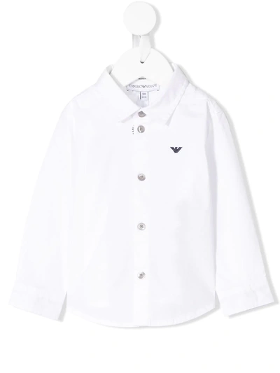 Emporio Armani Babies' White Shirt With Black Logo Details