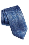 David Donahue Paisley Silk Tie In Blue