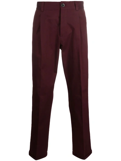 Pt01 Pleat-front Cropped Tailored Trousers In Red