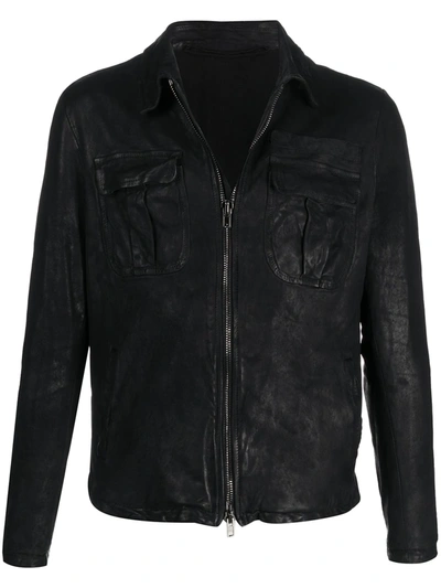 Salvatore Santoro Point-collar Crinkle Jacket In Black