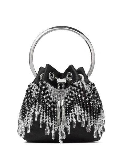 Jimmy Choo Bon Bon Bead-embellished Bucket Bag In Black