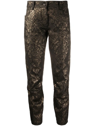Ann Demeulemeester Cropped Metallic Thread Trousers In Black