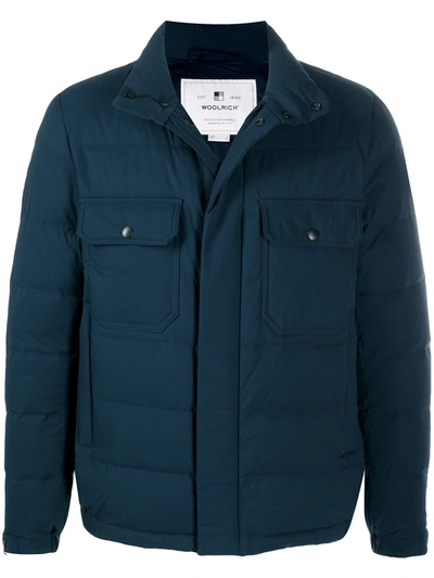 Woolrich Chest Pocket Padded Jacket In Blue