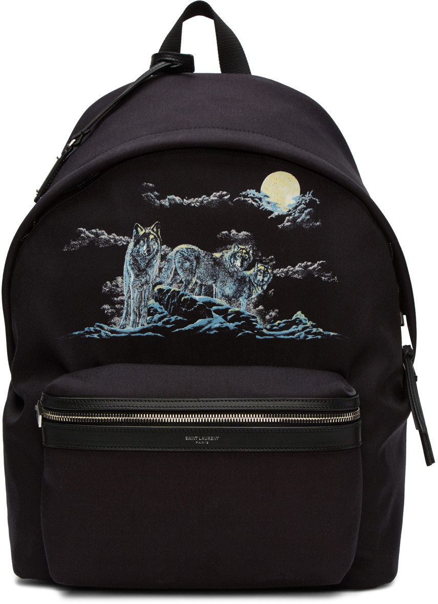 Saint Laurent Black Wolf City Backpack | ModeSens