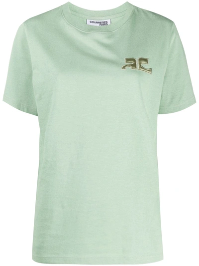 Courrèges Logo-embossed T-shirt In Green