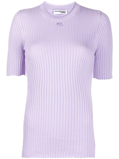 Courrèges Logo-patch Ribbed Top In Purple