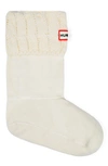 Hunter Original Short Cable Knit Cuff Welly Boot Socks In  White