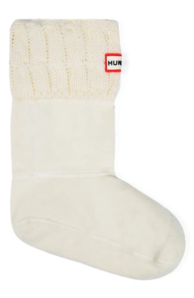 Hunter Original Short Cable Knit Cuff Welly Boot Socks In  White