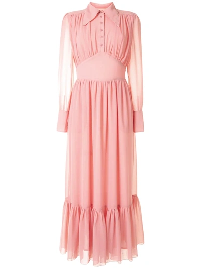 Karen Walker Botanist's Tiered Maxi Dress In Pink