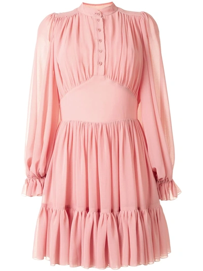 Karen Walker Lily Tiered Mini Dress In Pink