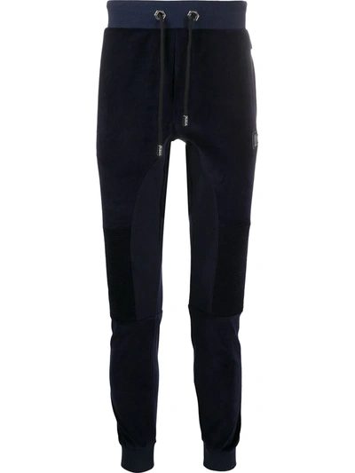 Philipp Plein Ribbed-panel Drawstring Track Trousers In Blue