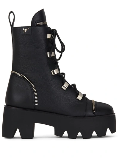 Giuseppe Zanotti Chunky Sole Combat Boots In Black