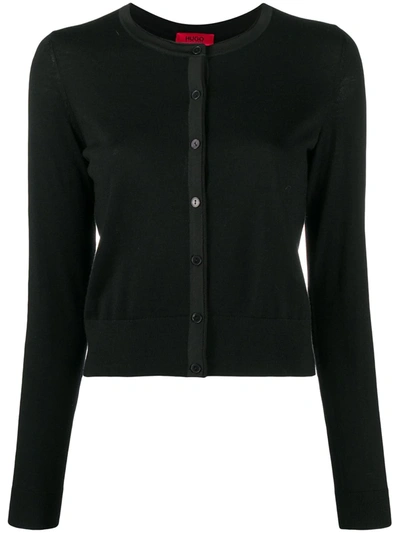 Hugo Boss Button-up Wool Cardigan In Black