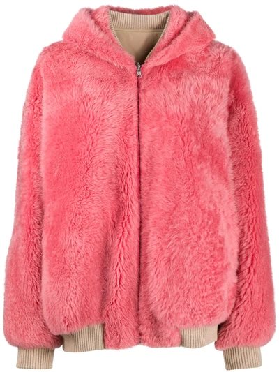 Cara Mila Fur Bomber Jacket In Pink