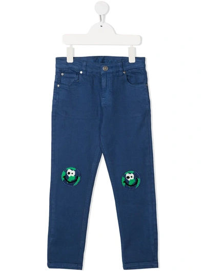 Stella Mccartney Teen Earth Patch Denim Jeans In Blue