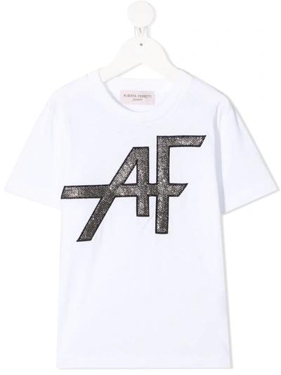 Alberta Ferretti Teen Af-embroidered T-shirt In Bianco