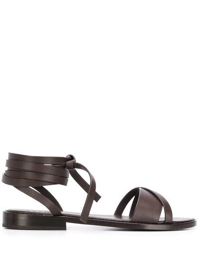 Aspesi Ankle Tie Sandals In Brown