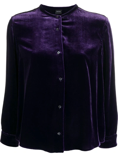 Aspesi Purple Silk Blend Smooth Velvet Shirt