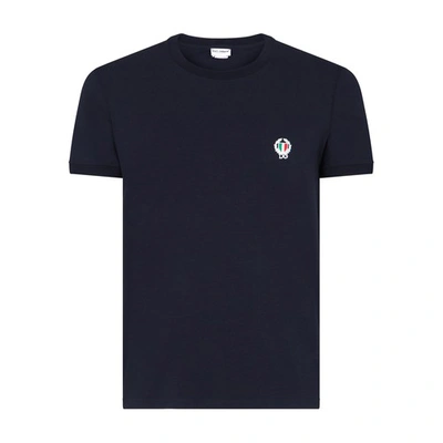 Dolce & Gabbana Round-neck Stretch Cotton T-shirt In Blue_navy