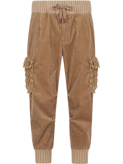 Dolce & Gabbana Corduroy Loose-fit Trousers In Neutrals