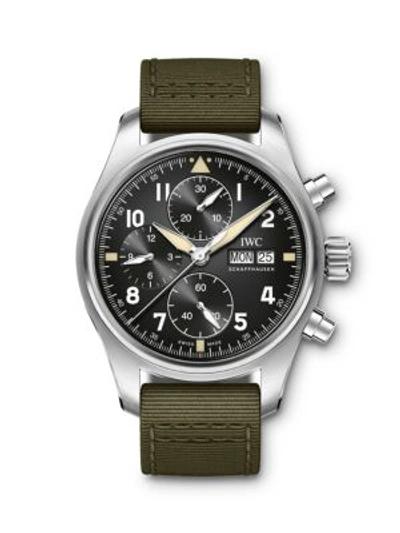 Iwc Schaffhausen Men's Pilot Spitfire Stainless Steel & Textile Strap Chronograph Watch