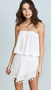 Ramy Brook Marcie Strapless Coverup Dress With Pompoms In White