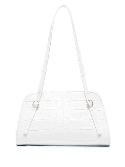By Far Lora White Croco Embossed Leather